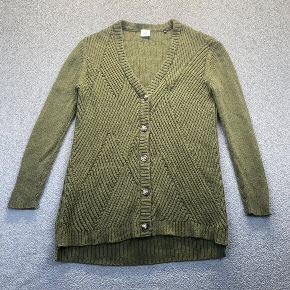 CAbi Sweater Womens Sz Small Green Aerial Longline Cardigan 3536 Cozy Cabincore - Picture 1 of 8